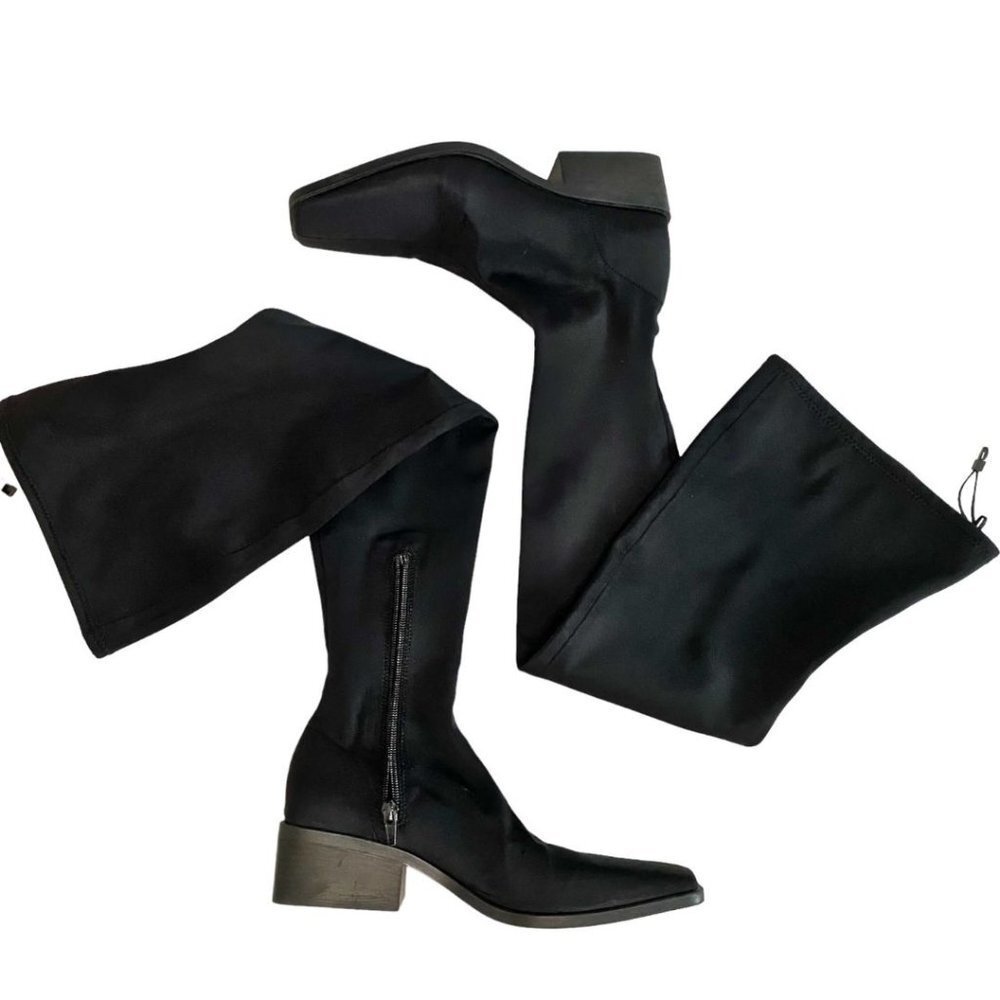 Zara Black Knee-High Heeled Boots